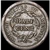Image 2 : 1851 Braided Hair Half Cent CLOSELY  UNCIRCULATED