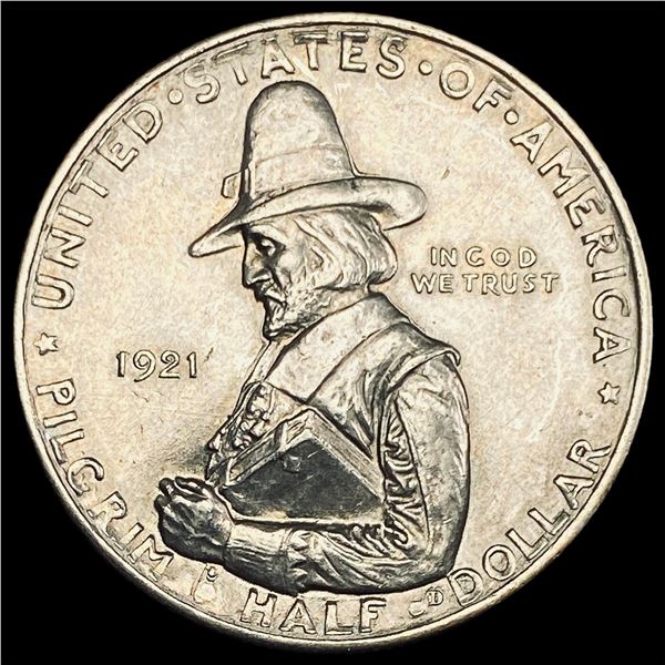 1921 Silver Pilgrim Half Dollar CLOSELY  UNCIRCULATED