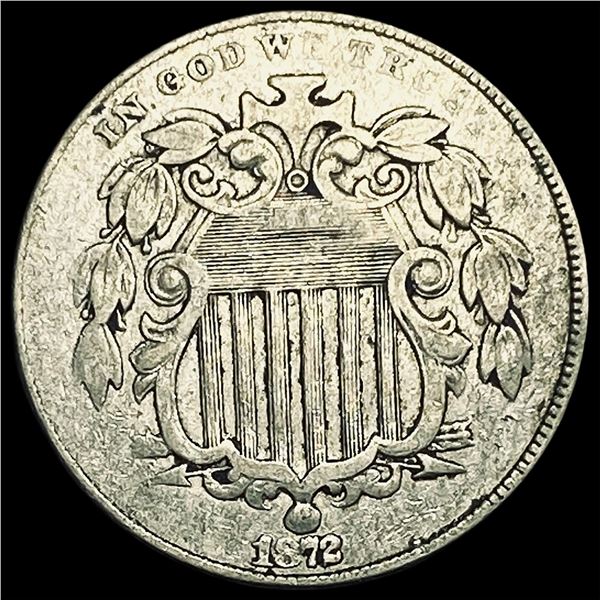 1872 Shield Nickel NEARLY UNCIRCULATED