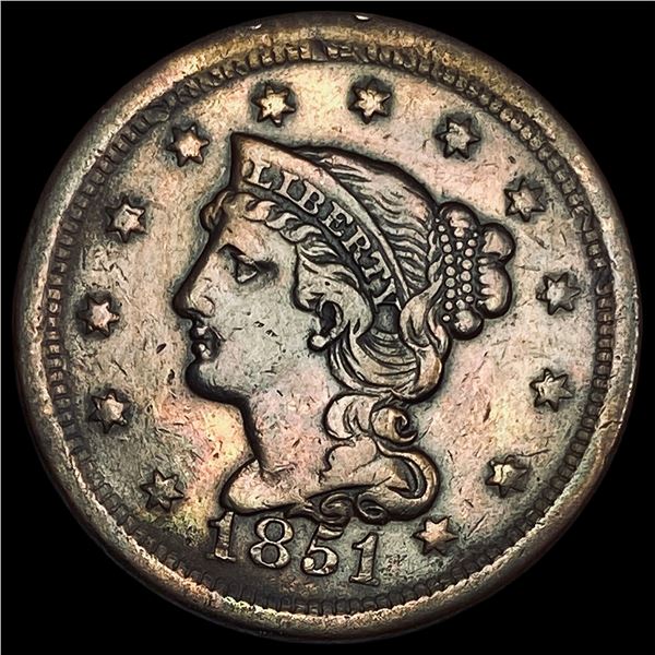 1851 Braided Hair Large Cent NEARLY  UNCIRCULATED