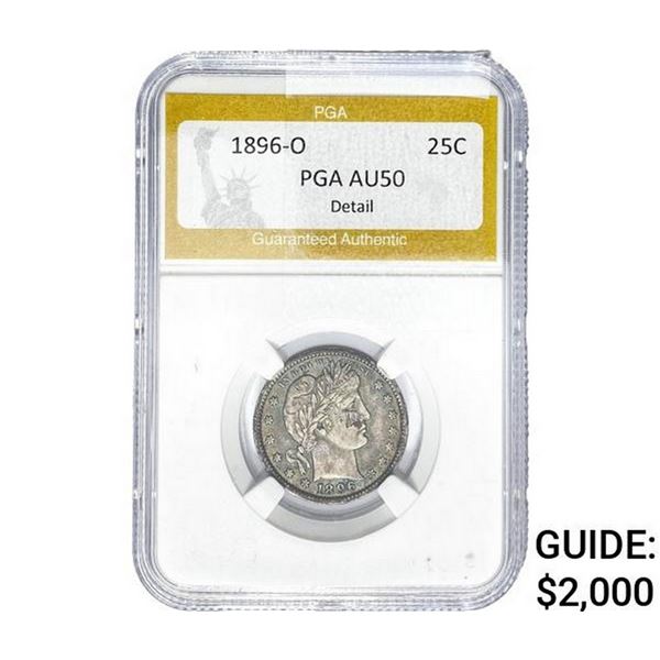 1896-O Barber Quarter PGA AU50 Detail