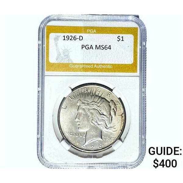 1926-D Silver Peace Dollar PGA MS64