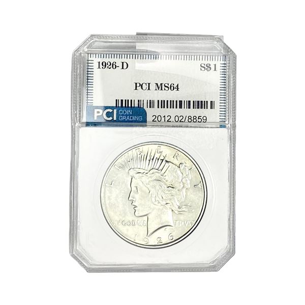 1926-D Silver Peace Dollar PCI MS64