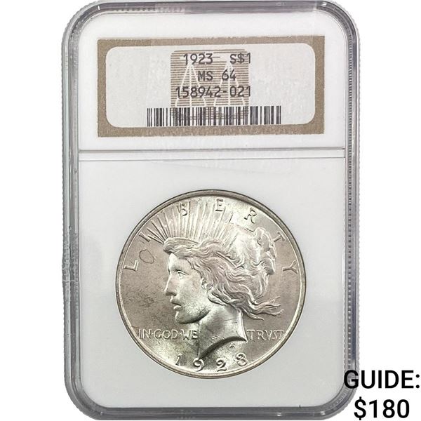 1923 Silver Peace Dollar NGC MS64
