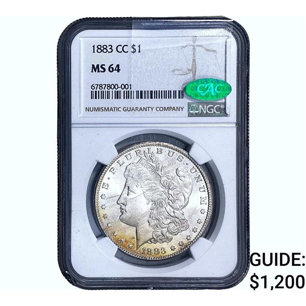 1883-CC CAC Morgan Silver Dollar NGC MS64