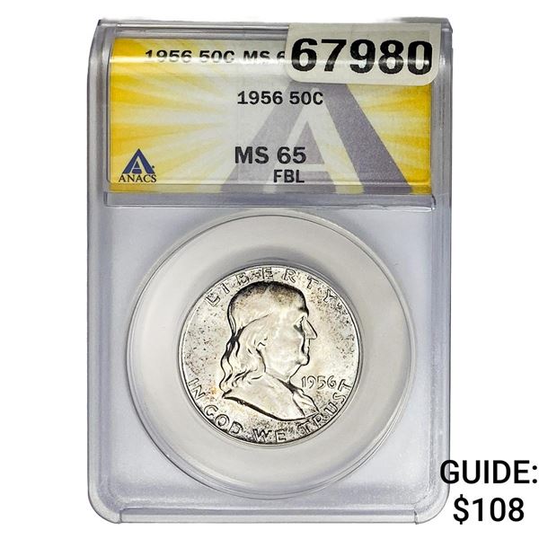 1956 Franklin Half Dollar ANACS MS65 FBL