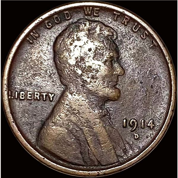 1914-D Bronze Lincoln Wheat Cent LIGHTLY  CIRCULATED