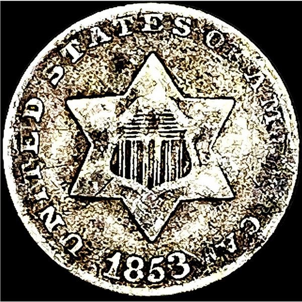 1853 Silver Three-Cent Piece LIGHTLY  CIRCULATED