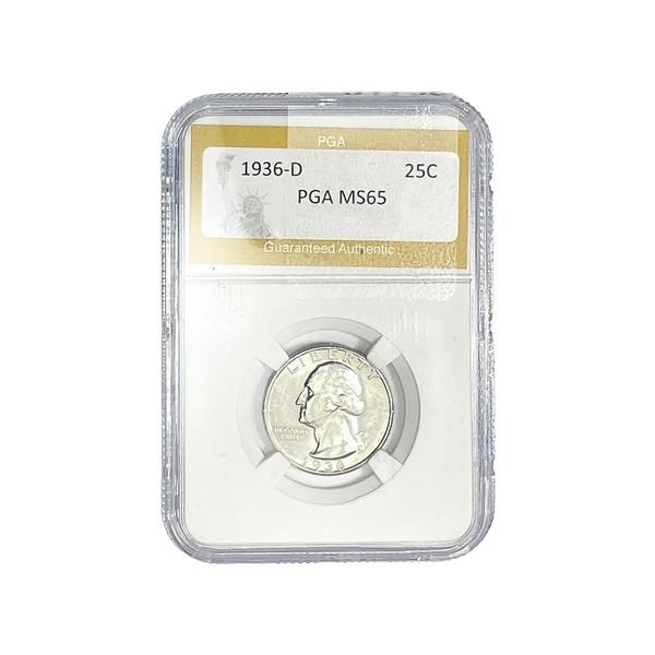 1936-D Washington Silver Quarter PGA MS65