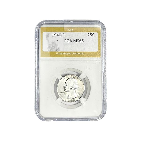 1940-D Washington Silver Quarter PGA MS66