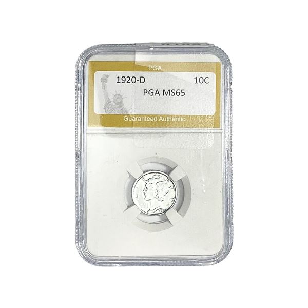 1920-D Mercury Silver Dime PGA MS65