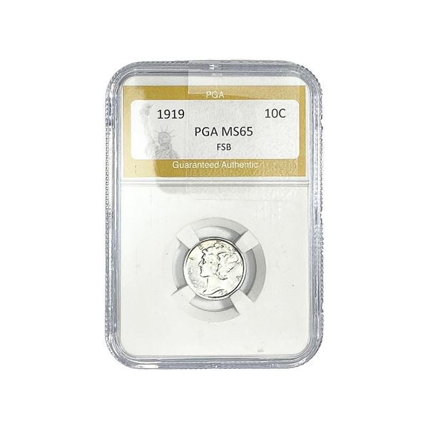 1919 Mercury Silver Dime PGA MS65 FSB