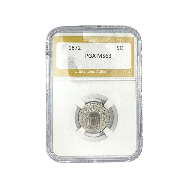 1872 Shield Nickel PGA MS63