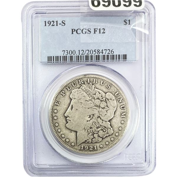 1921-S Silver Peace Dollar PCGS F12