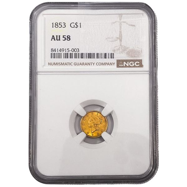 1853-G Type 1 Dollar NGC AU58