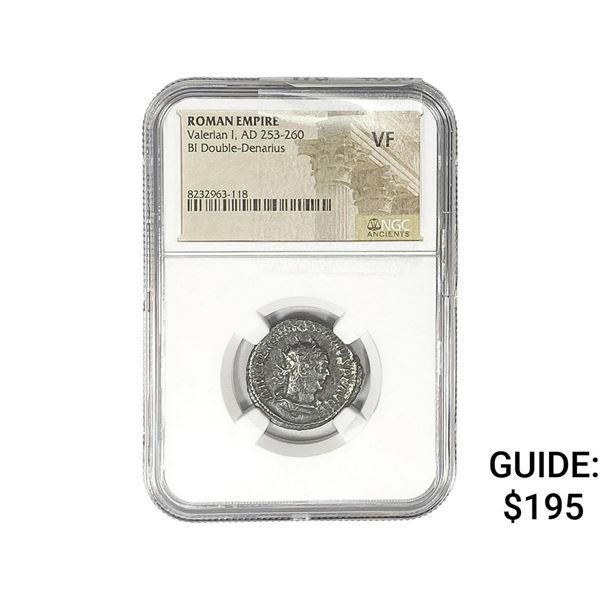Roman Valerian I, AD 253-260 BI Dbl-Denarius NGC VF