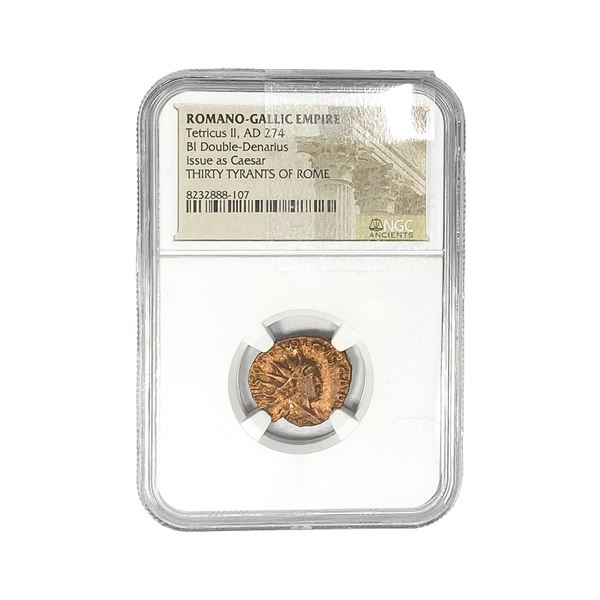 Romano-Gallic Tetricus II, AD 274 BI Dbl-Denarius NGC