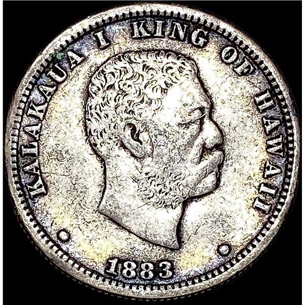 1883 Hawaii Silver Quarter Dollar NEARLY  UNCIRCULATED
