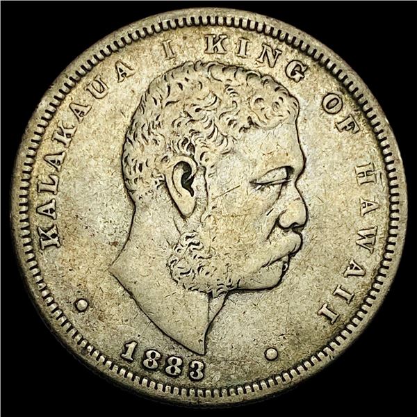1883 Silver Hawaii 1/2 Dollar ABOUT  UNCIRCULATED