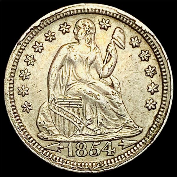 1854 Arrows Seated Liberty Silver Dime  CLOSELY UNCIRCULATED