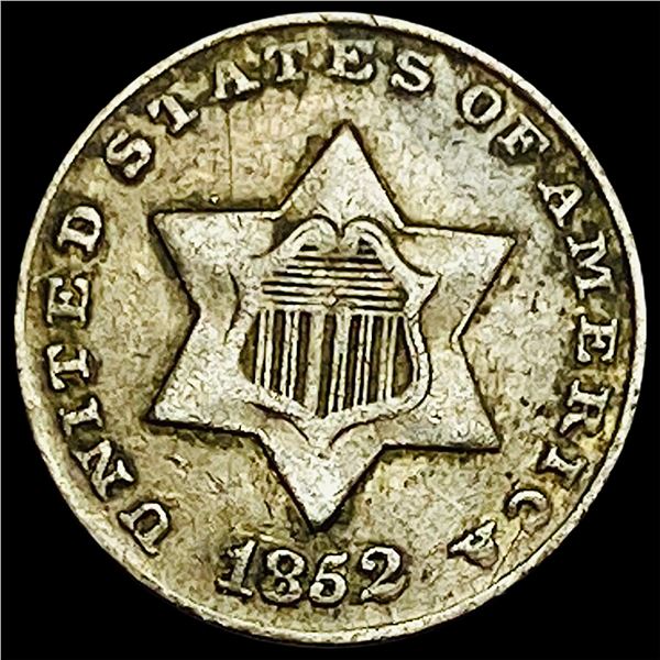 1852 Silver Three-Cent Piece ABOUT  UNCIRCULATED