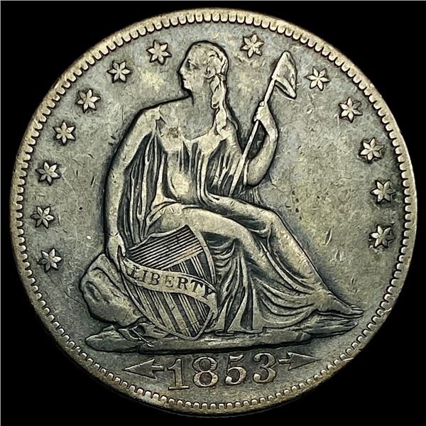 1853 Arrows/Rays Seated Liberty Half Dollar  NEARLY UNCIRCULATED