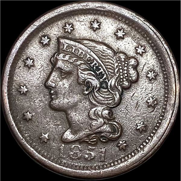 1851 Braided Hair Large Cent NEARLY  UNCIRCULATED