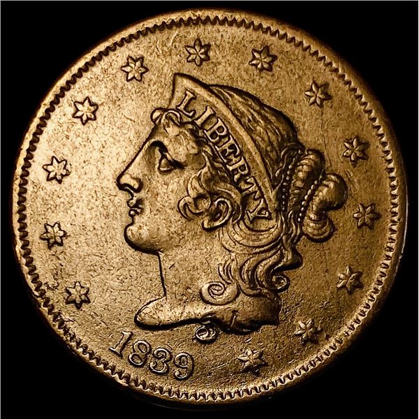 1839 Braided Hair Large Cent NEARLY  UNCIRCULATED