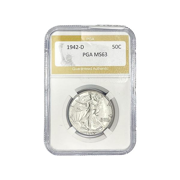 1942-D Walking Liberty Half Dollar PGA MS63