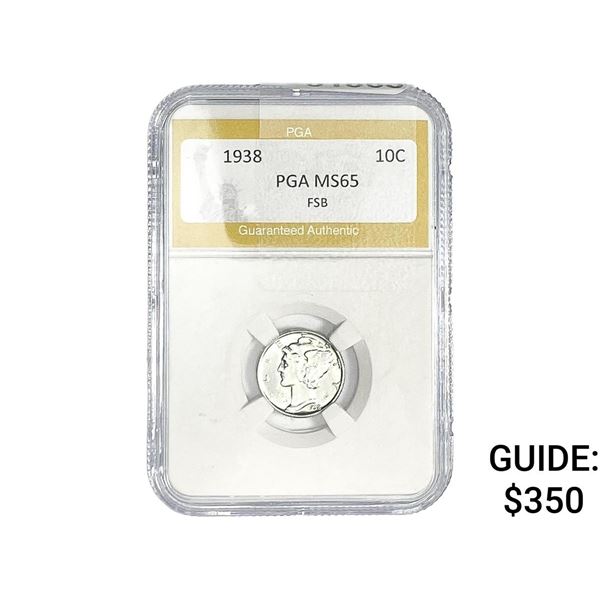 1938 Mercury Silver Dime PGA MS65 FSB