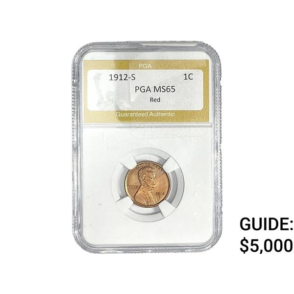 1912-S Wheat Cent PGA MS65 Red