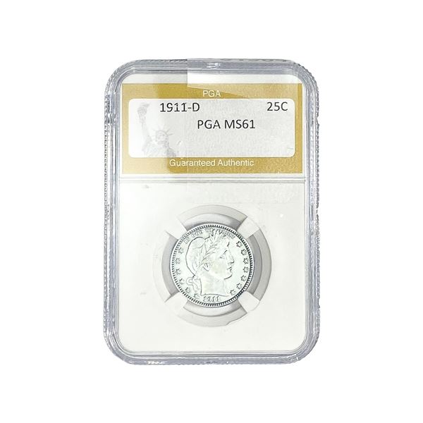 1911-D Barber Quarter PGA MS61