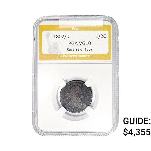 1802/0 Draped Bust Half Cent PGA VG10 REV 1802