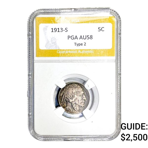 1913-S Buffalo Nickel PGA AU58