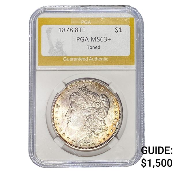 1878 8TF Morgan Silver Dollar PGA MS63+