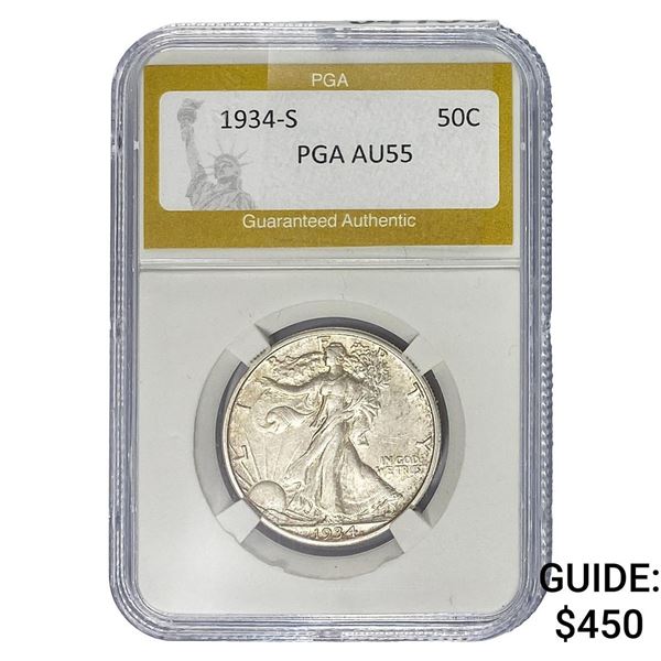 1934-S Walking Liberty Half Dollar PGA AU55