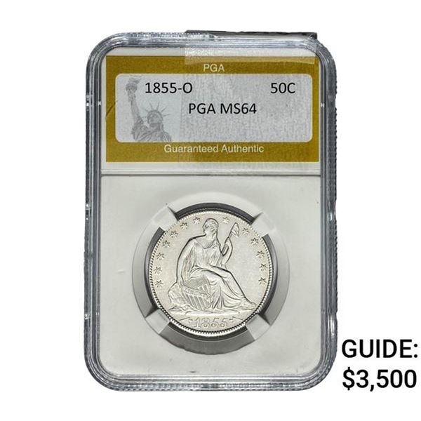 1855-O Seated Liberty Half Dollar PGA MS64