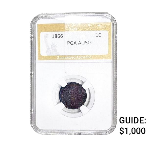 1866 Indian Head Cent PGA AU50