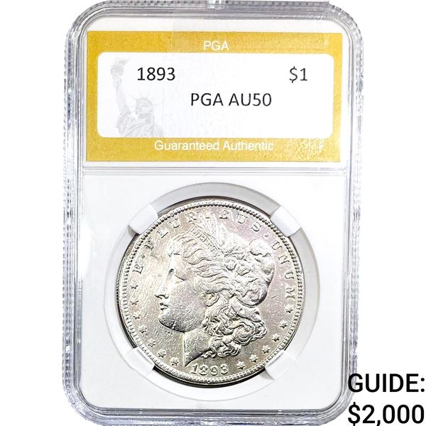 1893 Mercury Silver Dollar PGA AU50