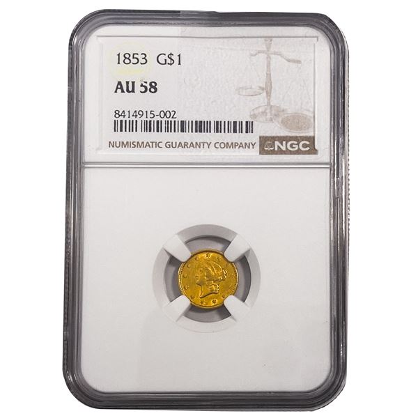 1853-G Type 1 Dollar NGC AU58