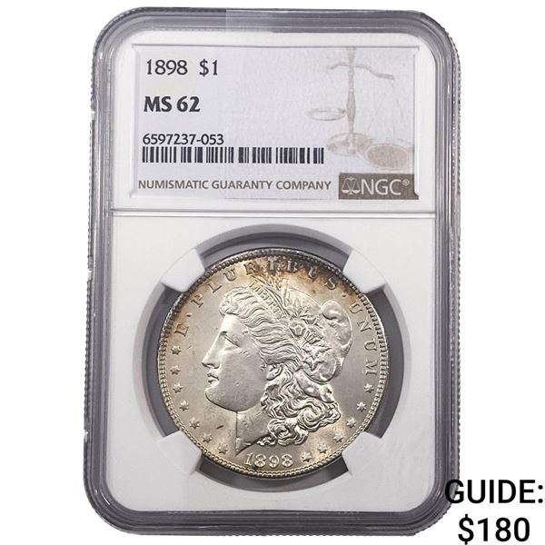 1898 Morgan Silver Dollar NGC MS62
