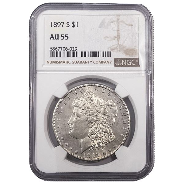 1897-S Morgan Silver Dollar NGC AU55
