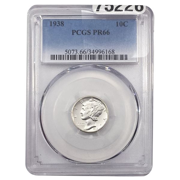 1938 Mercury Silver Dime PCGS PR66