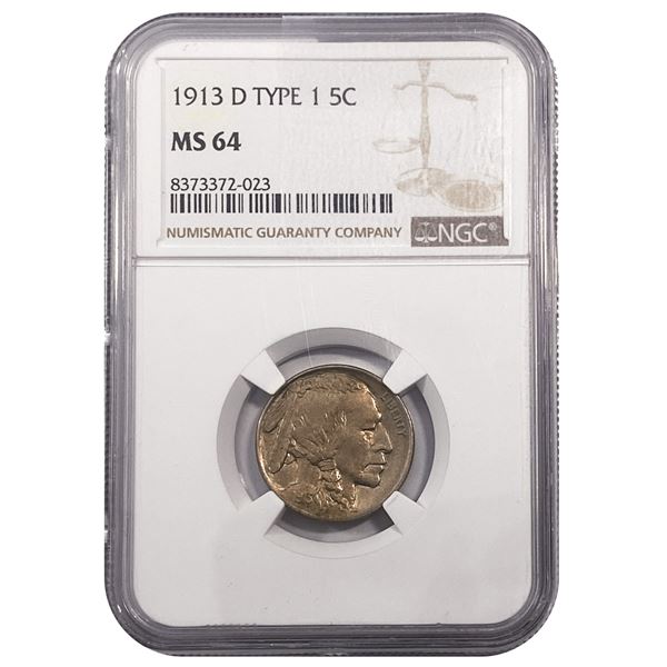 1913-D Buffalo Nickel NGC MS64