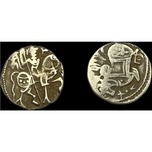 [2 Coins] 700-1000 AD India Rajput Silver Jital NEARLY UNCIRCULATED