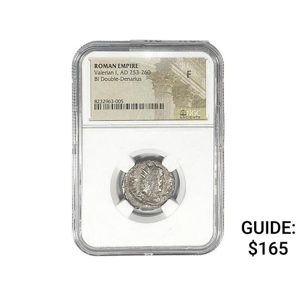 Roman Valerian I, AD 253-260 BI Dbl-Denarius NGC F