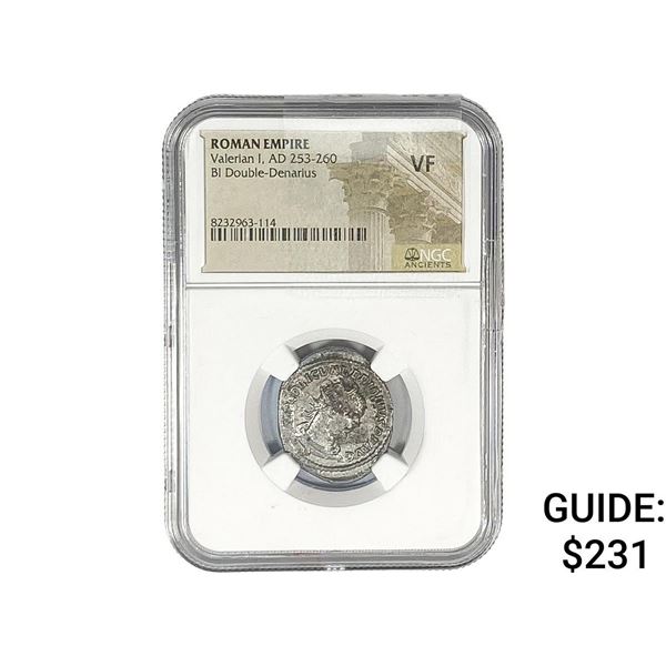 Roman Valerian I, AD 253-260 BI Dbl-Denarius NGC VF