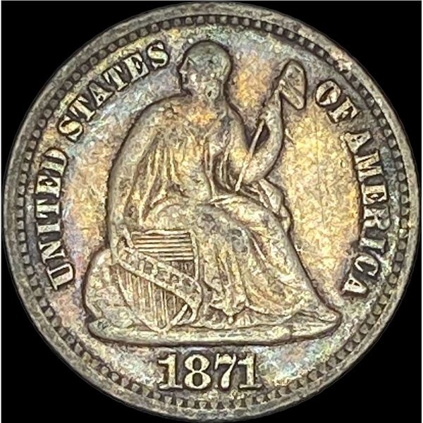 1871 Seated Liberty Half Dime NEARLY  UNCIRCULATED