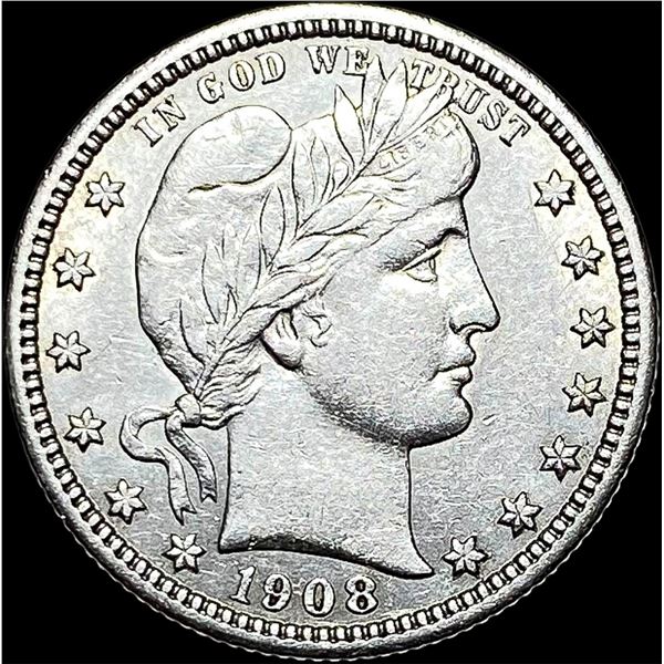 1908 Silver Barber Quarter CLOSELY  UNCIRCULATED