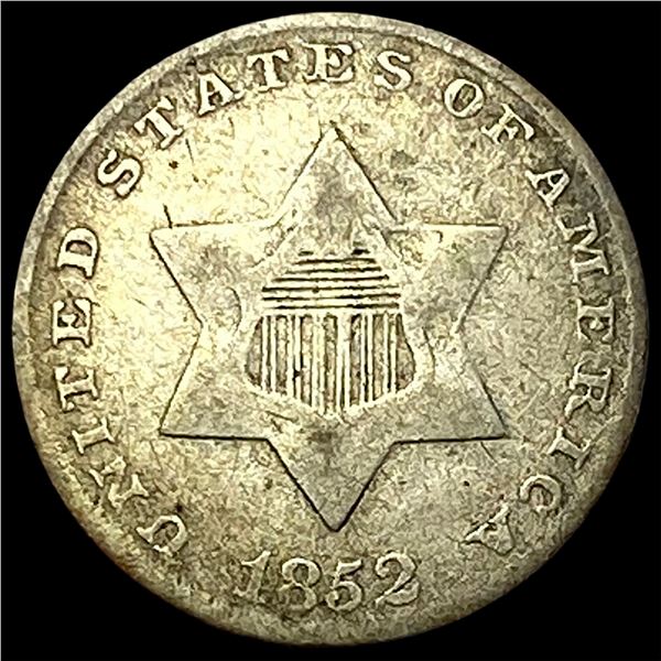 1852 Silver Three-Cent Piece LIGHTLY  CIRCULATED